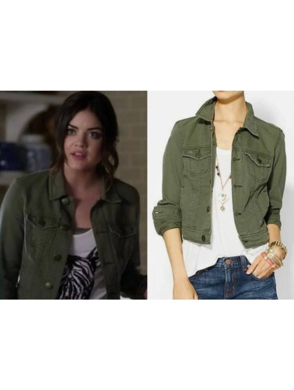Free People Olive Green Cropped Distressed Boho Denim Jacket ASO PLL Size 0